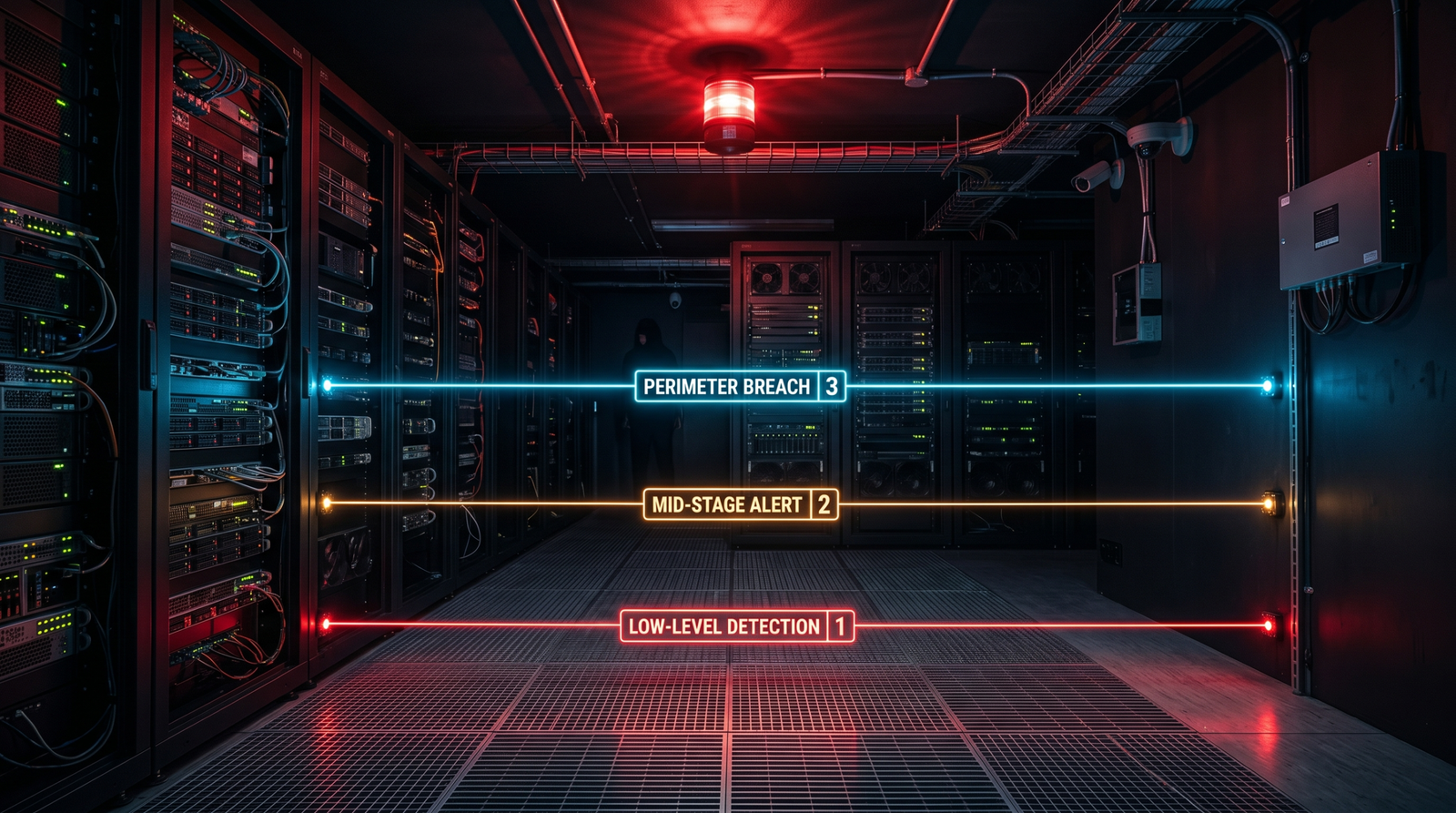 Conceptual illustration of layered Kerberos detection tripwires catching attackers at the AS-REP, TGS-REP, and PAC validation stages