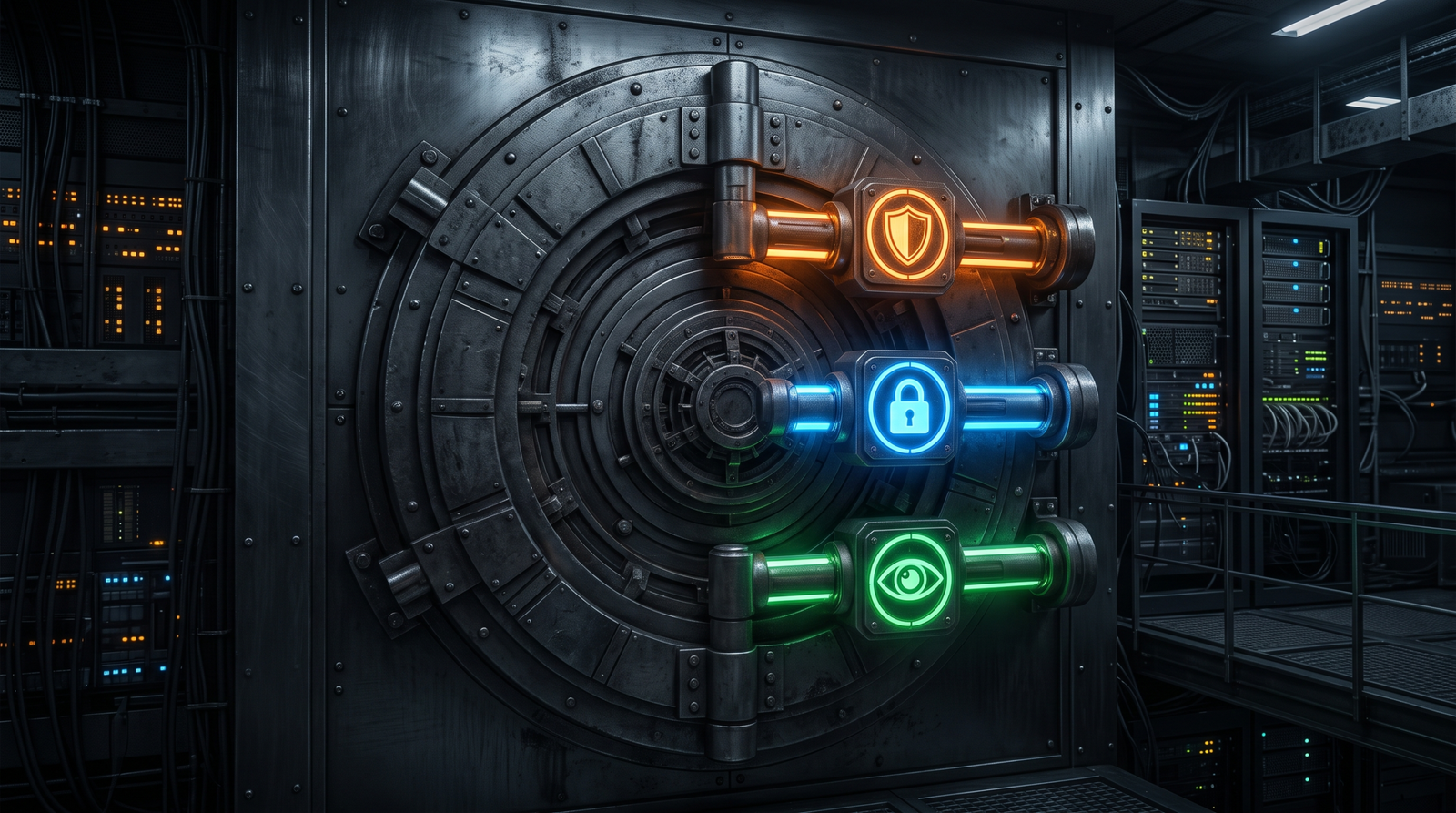 Illustration of a vault door with three defence layers symbolising Arbitrary Code Guard, Code Integrity Guard, and ETW telemetry as layered mitigations against VAD-based injection